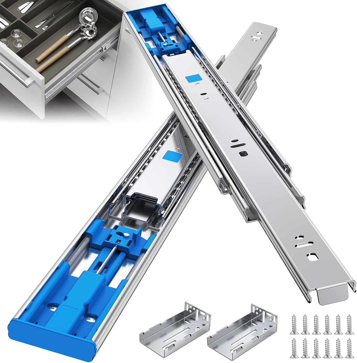 Drawer Slide Pair - منزلقات أدراج بكرات كروية 14 بوصة،