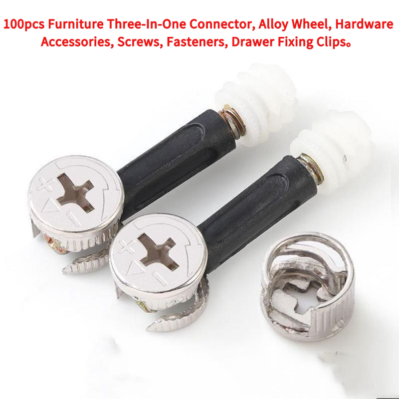 Furniture Hardware Fixing Screws - 100 قطعة موصل أثاث ثلاثي الوظائف،