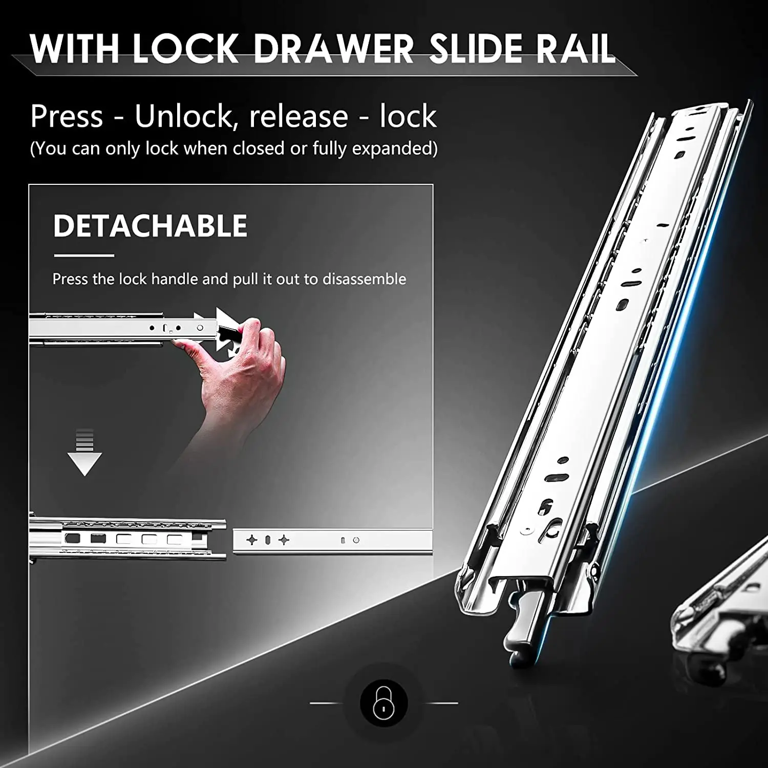 Drawer Slide Pair - زوج واحد من مجرى أدراج شديد