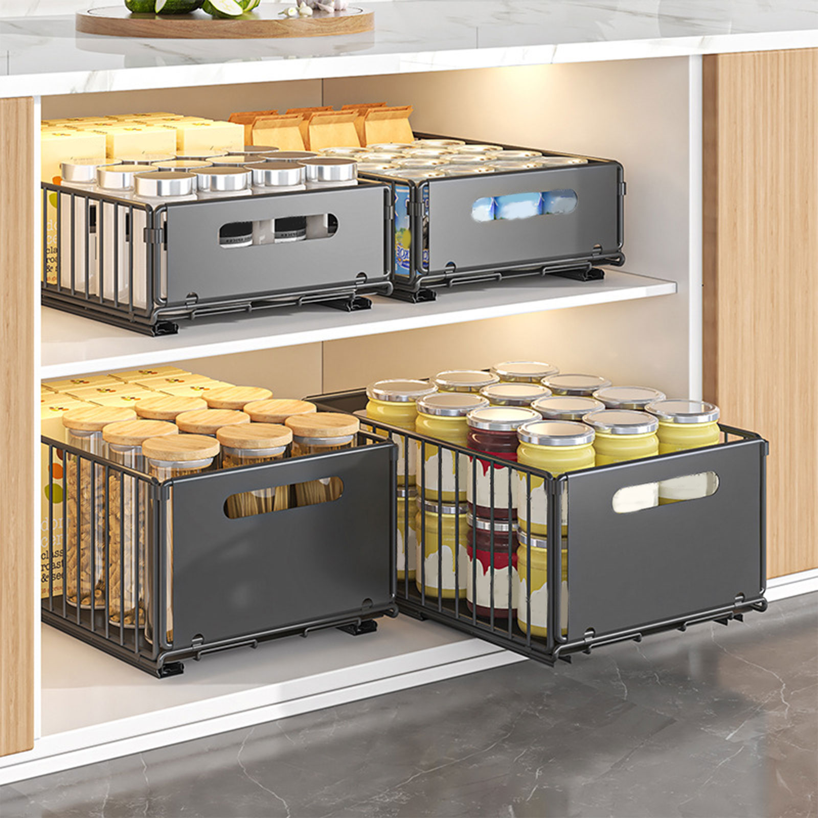 Drawer Slide Pair - رف تخزين للمطبخ قابل للسحب مع
