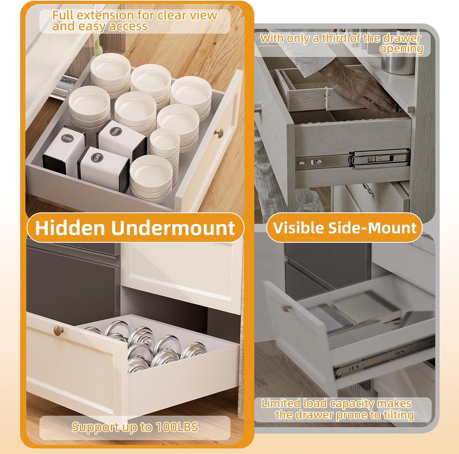 منزلقات أدراج مخفية بطول 21 بو - مراجعة Drawer Slide Pair وسعره